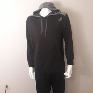Adidas hoodie men XL black pullover grey